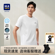 海瀾之家（HLA）短袖t恤男裝24夏季經(jīng)典圓領(lǐng)精致字母親膚感溫智控上衣服男士T恤衫 HNTBJ2W150A米白F0 3XL 190建議91-98kg