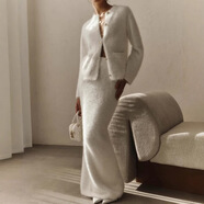 2026年春季新款跨境歐美女裝純色長(cháng)袖紐扣外套半身裙時(shí)尚套裝 乳白色 XS