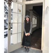 弄堂里韓系甜美波點(diǎn)背心裙套裝女秋冬半高領(lǐng)長(cháng)袖針織打底衫遮肉顯瘦長(cháng)裙 打底衫+背心裙【兩件套裝】 L 建議110-120斤