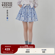 Teenie Weenie小熊女裝半身裙25夏季新款細褶花朵小清新蓬蓬短裙子 淺藍色 S