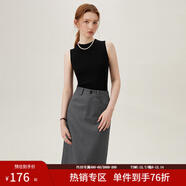 范思藍恩無(wú)袖疊穿針織背心女春裝2024新款內搭打底衫24FS11036 黑色 L