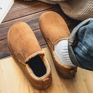 南極人（Nanjiren）2026新款勃肯棉拖鞋男冬季加絨保暖皮毛一體外穿防滑包跟室內包頭 駝色【升級款】 44 _現貨速發(fā)