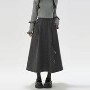 森女部落灰色高級感疊穿內搭打底衫女新款設計感花邊寬松毛衣冬季 灰色半身裙 L