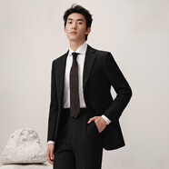 吉約蒙（G·MONS）100%純羊毛西服套裝男士正裝西裝套裝職業(yè)裝商務(wù)西裝套裝結婚新郎 C0787 燕尾黑【上衣+褲子】 44
