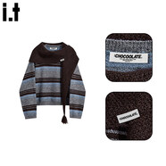 :CHOCOOLATE  it女裝時(shí)髦三角巾披肩針織衫2025年冬季女款設計感休閑百搭毛衣 中灰色 【均碼】 S