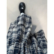 宰摟藏青格子半身裙女中長(cháng)款春秋2025新款高腰顯瘦a字傘裙毛呢裙 藏青色 S S