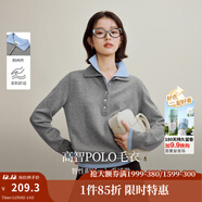 茵曼（INMAN）2025冬季女裝新款撞色雙層領(lǐng)毛衣長(cháng)袖針織衫 花灰色 77.3%聚酯纖維 11.5%腈綸 S