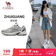 駱駝（CAMEL）女鞋復古慢跑步透氣緩震休閑運動(dòng)鞋子 K25C09L7023 銀白芯片灰 38