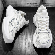 駱駝男鞋2025新款夏季網(wǎng)面透氣小白休閑香港潮牌厚底增高運動(dòng)老爹 白色 39