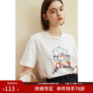 范思藍恩X卓別名聯(lián)名 23FS12339純棉寬松印花短袖t恤女夏新款 泡泡糖女孩 L