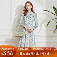 經(jīng)典故事（JANE STORY）法式復古印花連衣裙女2025年秋冬新款娃娃領(lǐng)打底配大衣內搭長(cháng)裙 杏綠花 M