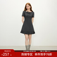 范思藍恩氣質(zhì)辣妹短袖連衣裙女2025夏新款收腰拼接百褶裙子2062 灰色 XL