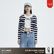 RE'VAN芮范春季新品設計師款復古粗條紋毛衣短開(kāi)衫RN10106295 橫條紋 S 36