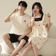 從心情侶睡衣夏季短袖短褲男士睡衣家居服男夏天薄款卡通居家服套裝 DD 24105 2XL 女 [高170-175重140-160斤]