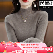 鄂爾草原鄂爾多市100%山羊絨100純羊絨衫女半高領(lǐng)秋冬加厚毛衣打底 駝色 XL 建議120-130斤穿