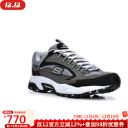 斯凱奇（SKECHERS）男鞋熊貓老爹鞋情侶款透氣系帶百搭舒適日常簡(jiǎn)約美國直郵 Gry/Blk/Wht 8=41碼