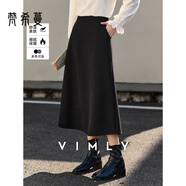 梵希蔓通勤風(fēng)黑色氣質(zhì)薄呢半身裙女25年冬季新款簡(jiǎn)約百搭a字長(cháng)裙 A2839 黑色 L （建議110-120斤）