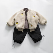 2025秋季兒童褲子純色冬季童裝長(cháng)褲韓版純色夾棉男童加絨褲 黑色 110 cm