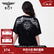 BOY LONDON【暗黑羅盤(pán)】夏情侶款短袖權杖印花炸街潮牌T恤N01906 黑印銀N01906 經(jīng)典升級款 L