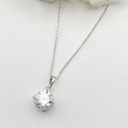 XUPING旭平首飾人魚(yú)之淚 時(shí)尚氣質(zhì)優(yōu)雅高級感項鏈送新年禮物 四爪白色約43.5+5cm（鋯約10mm） 約40+5cm