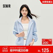 森馬（Semir）外套女秋短款蕾絲寬松蝙蝠袖棉麻立領(lǐng)2025小清新夾克10A525108002