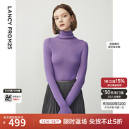 朗姿【秀款 明星同款】純羊毛無(wú)縫針織衫上衣內搭打底衫曠野美拉德女 數碼紫色2 2XL