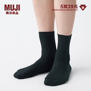 無(wú)印良品 MUJI 男女通用 合腳直角 羅紋 薄款 短襪 無(wú)性別 男款女款 DAI06A2S 黑色 23-25cm/36-40碼