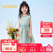 巴拉巴拉童裝女童裙子2024夏裝兒童連衣裙無(wú)袖格紋法式田園風(fēng)208224111014