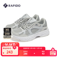Rapido靂霹道春夏新款情侶款運動(dòng)鞋基礎系帶簡(jiǎn)約休閑鞋CQ4ZK3S06 淺灰色 43