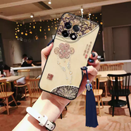 QCU適用oneplus一加立體浮雕1+ace6如意pro吉祥鎖ace5手機殼13轉運12媽媽15老年3v寓意8國風(fēng)9軟r大氣t 富貴鎖黃八送藏青流蘇 一加Ace6