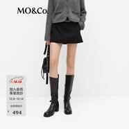 MO&Co.短裙春含美麗諾綿羊毛低腰帶內襯附腰帶MBE1SKTT11 黑色 M