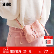 森馬（Semir）包包水桶包女送禮2024新款斜挎包大容量單肩包抽繩包閨蜜款 粉色調01315 均碼