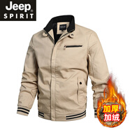 JEEP SPIRIT加絨加厚工裝棉衣男冬季棉質(zhì)中長(cháng)款牛仔夾克外套棉服防風(fēng)御寒棉襖 羊羔絨加 絨內里】QQ-8803卡其 3XL