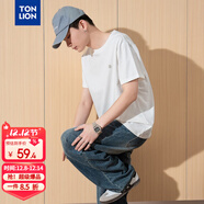 唐獅（TonLion）2025夏男圓領(lǐng)左胸印花短袖T恤 漂白  S 