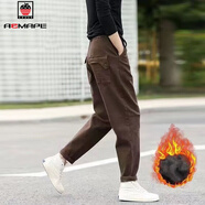 AEMAPE休閑褲女2025春秋新款哈倫褲女裝顯瘦工裝褲子高腰寬松長(cháng)褲百搭 21963咖啡色【款】 加絨 M 建議90-110斤