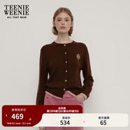 Teenie Weenie小熊秋季綿羊毛軟糯毛針織開(kāi)衫簡(jiǎn)約通勤毛衣外套女裝 棕色 XS (155)