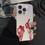 中掌柜雙手緊扣適用蘋(píng)果16promax手機殼iphone個(gè)性情侶小米15141312華為 IMD彩銀磨砂白底ZYC8372枯裂雙手 vivo S16