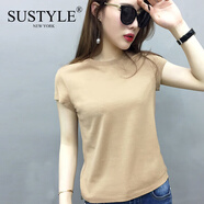 SUSTYLE奢侈高端品牌女裝高檔歐洲站2026年新款純色t恤女短袖修身 卡其色 XL