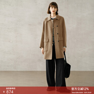 顏域（YANYEE）【100%羊毛】顏域灰色毛呢外套女2025新款冬季中長(cháng)翻領(lǐng)雙面呢大衣 駝色 XL/42