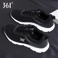 361°男鞋運動(dòng)鞋2025冬季新款網(wǎng)面透氣輕質(zhì)跑鞋軟底回彈減震跑步鞋子男 曜石黑/361度白2224F 40