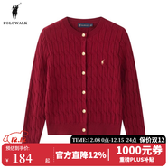 POLOWALK麻花針織開(kāi)衫女春秋季新款保羅女裝氣質(zhì)休閑絞花毛衣外套長(cháng)袖線(xiàn)衣 酒紅 新款AM8W43580268 M (160)