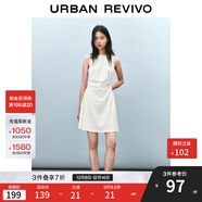UR2025春季新款女裝時(shí)尚氣質(zhì)褶皺收腰短款連衣裙UYY750029 米白 XS
