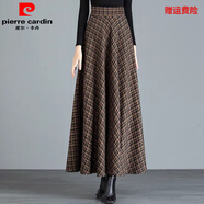 皮爾卡丹毛呢裙子女有口袋秋冬2025高腰新款民族半身裙大擺高腰中長(cháng)碎花裙 深黃格子-有口袋【裙長(cháng)85厘米】 升級高品質(zhì) L 建議110-125斤【裙長(cháng)90厘米】