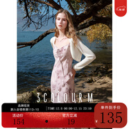 三彩2025秋款浪漫碎花雪紡裙荷葉邊連衣裙吊帶裙無(wú)袖長(cháng)裙M 淡紫色花卉 S 155/80A