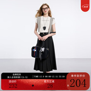 三彩2025秋季新款復古高腰長(cháng)款傘裙百褶裙半身裙A字裙小個(gè)子M 經(jīng)典黑 S 155/64A