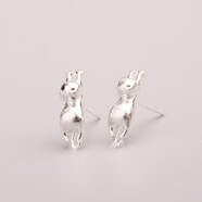 韓國s925銀針耳釘女耳飾簡(jiǎn)約氣質(zhì)耳朵發(fā)箍耳環(huán)甜美飾品 趴著(zhù)貓耳釘 925銀