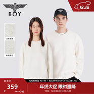 BOY LONDON秋季男女同款簡(jiǎn)約字母暗紋提花百搭長(cháng)袖圓領(lǐng)衛衣N03020 米白色 M