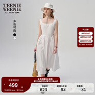 Teenie Weenie小熊白色連衣裙2025夏季新款優(yōu)雅氣質(zhì)黑色法式連身裙 白色 L