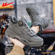 回力馬丁靴男2025新款高幫厚底工裝靴冬季加絨男鞋增高戶(hù)外徒步登山鞋 灰色 39