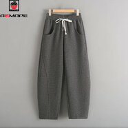 AEMAPE加絨保暖銀狐絨彈性鐮刀褲女2025秋冬新款高腰顯廋休閑褲時(shí)尚褲子 深灰色不加絨 L 建議100-115斤
